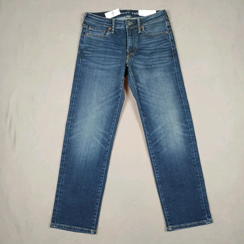 NWT American Eagle Jeans Men's 26x28 Original Straight Dark Wash Airflex